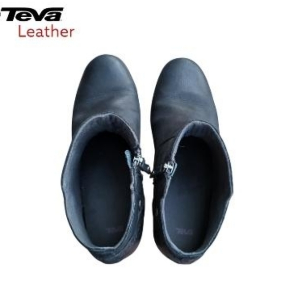 Teva Waterproof Foxy Black Leather Western Slip Ankle Boot Bootie Shoe Women 11 - Picture 6 of 12